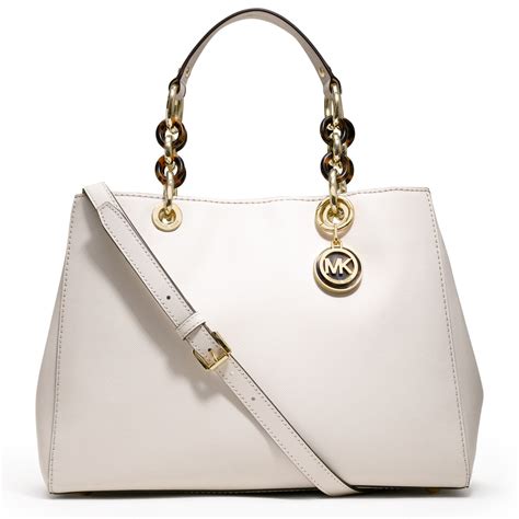 michael kors white leather handbag|michael kors satchel handbags black.